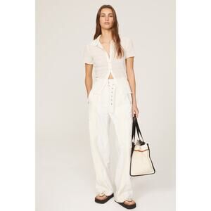 3.1 PHILLIP LIM White Two Tone Wide Leg Cargo Style Zip Up Pants Size Medium